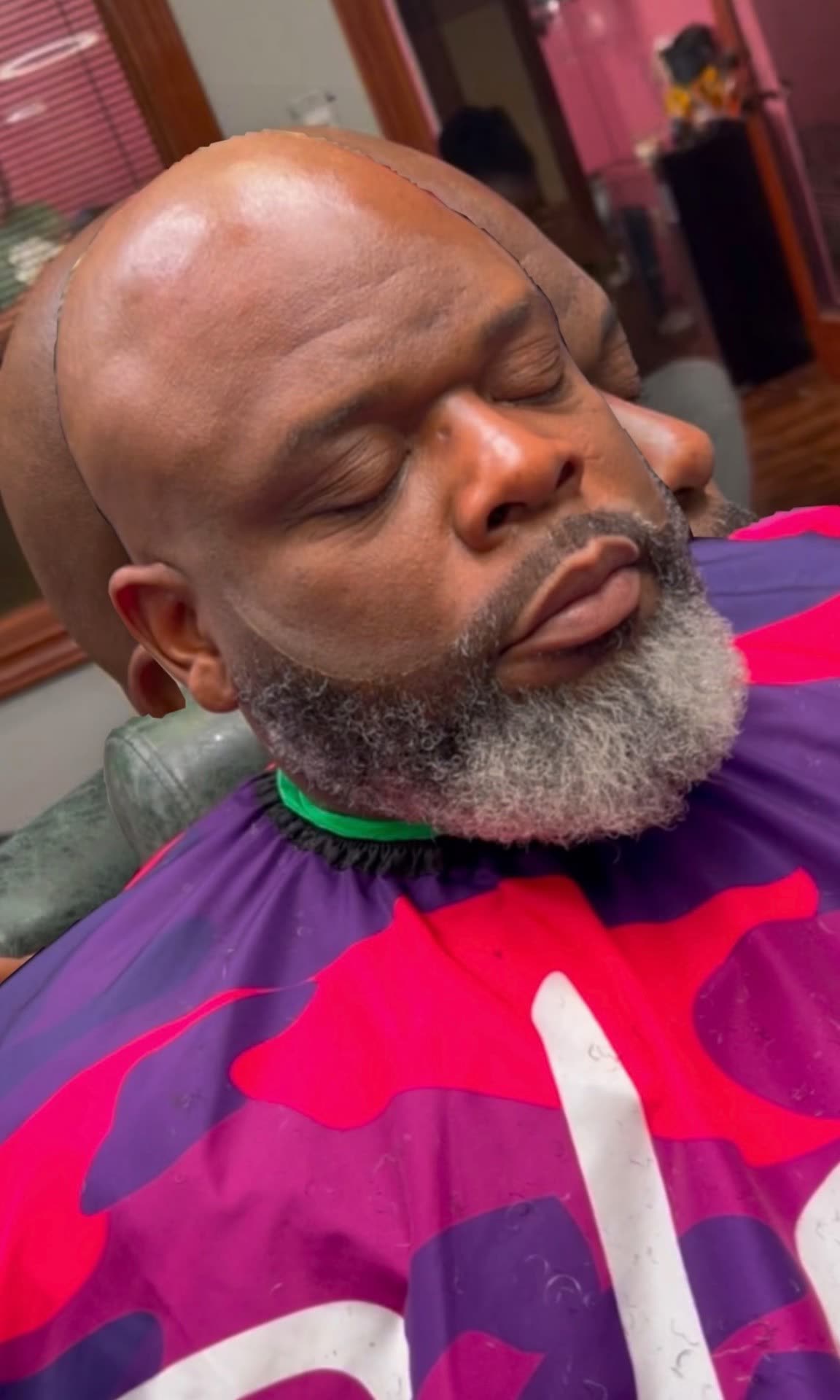 Bald head with beard shape